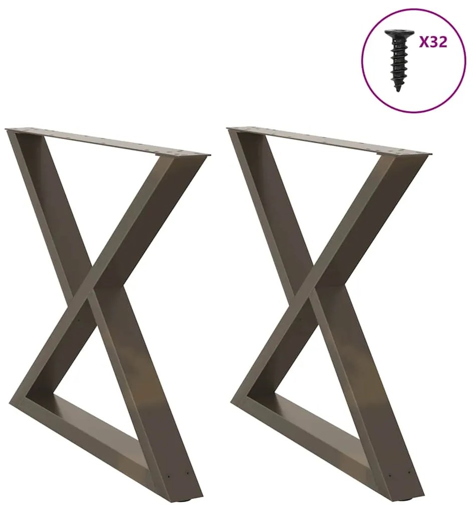 Pés para mesa de jantar 2 peças aço natural 90x(72-73,3) cm aço