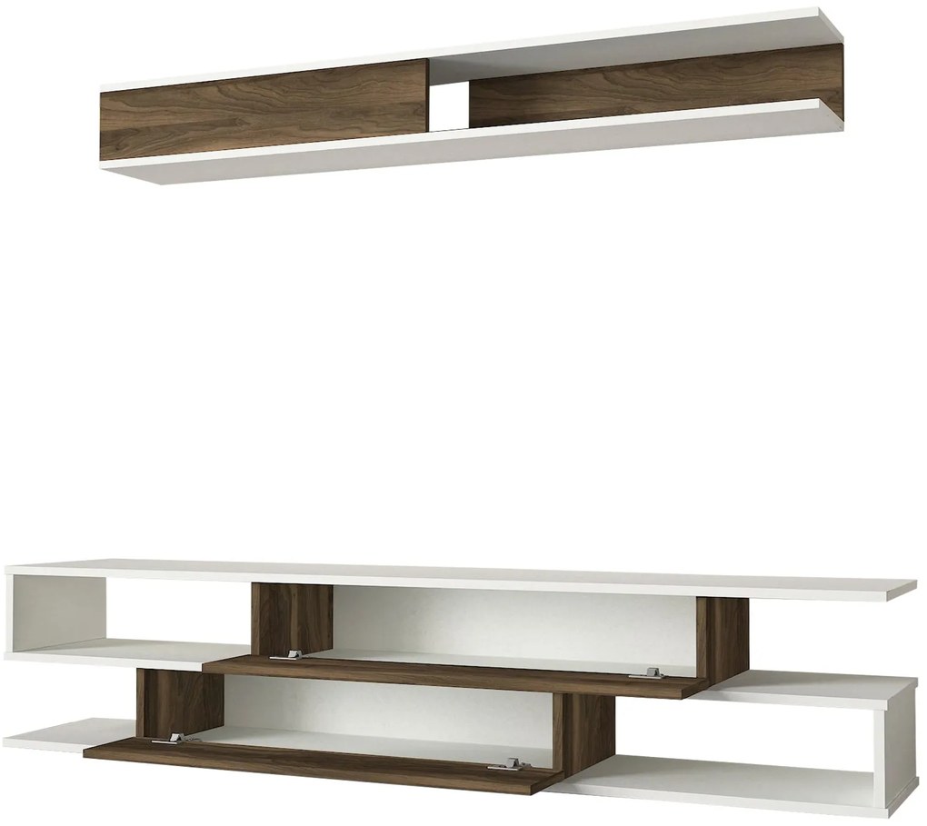 Unidade de TV Manyetik – Branco, Nogueira – 176x39,6x31,5 cm | Tribo H