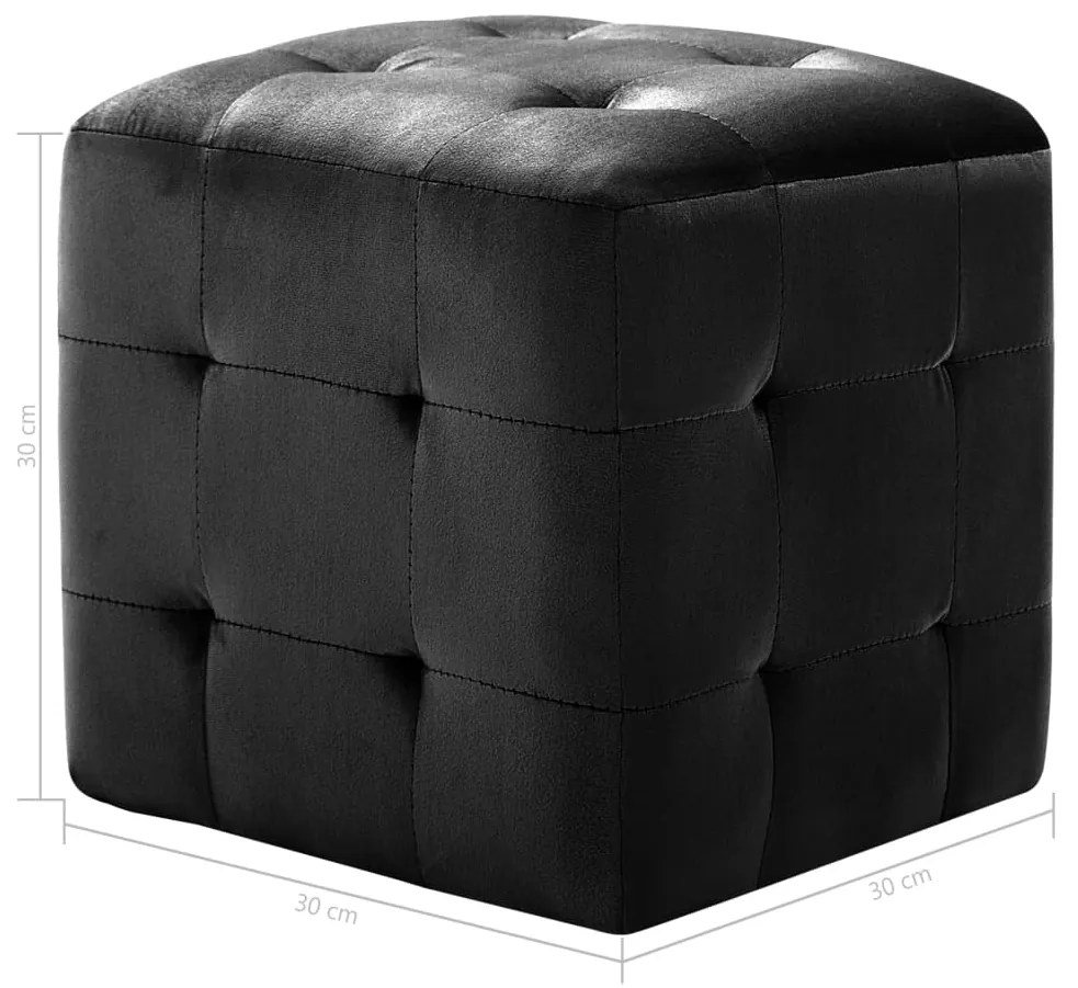 Pufe 2 pcs 30x30x30 cm veludo preto