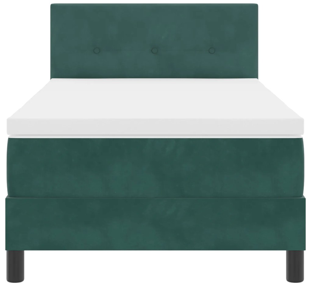 Cama Box da com Colchão Verde Escuro Individual Veludo