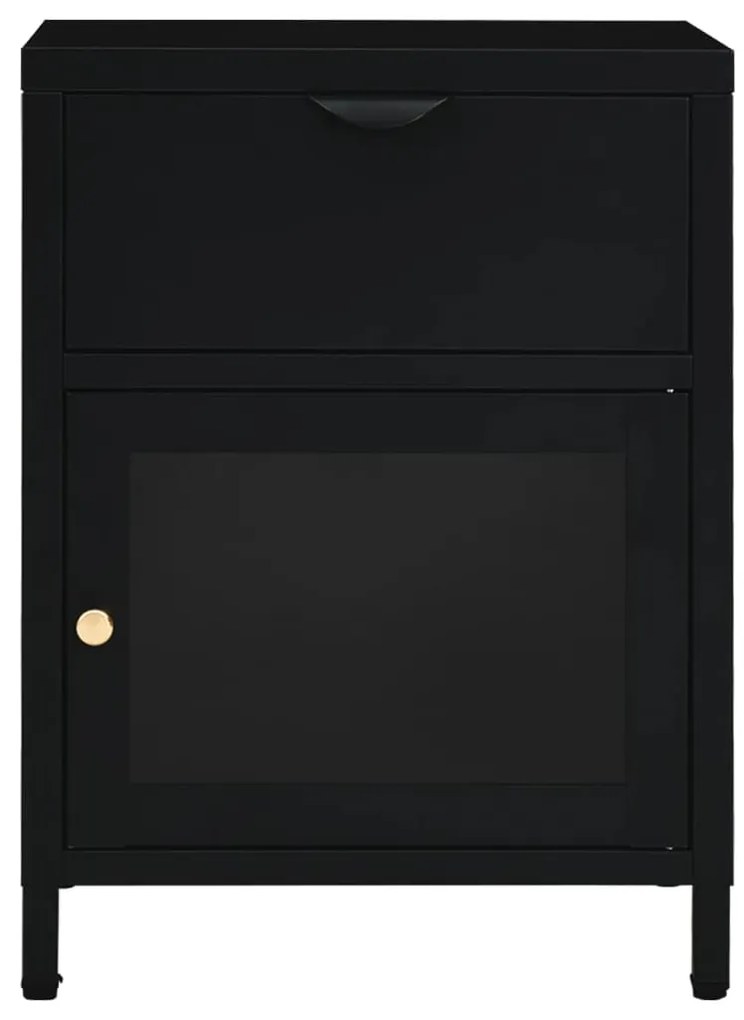 Mesas de cabeceira 2 pcs 40x30x54,5 cm vidro e aço preto
