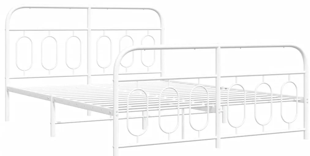 Estrutura de cama com cabeceira e pés 135x190 cm metal branco