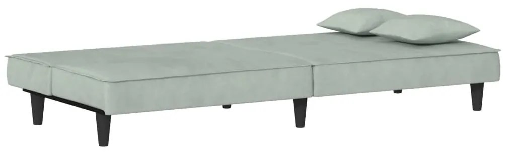 Sofá-Cama Ofir em Veludo - Cinzento Claro - Design Moderno