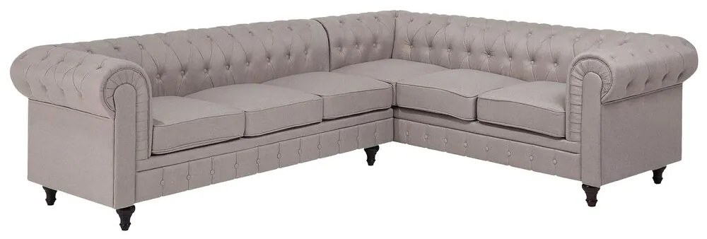 Sofá de canto à esquerda 6 lugares em tecido creme CHESTERFIELD Beliani