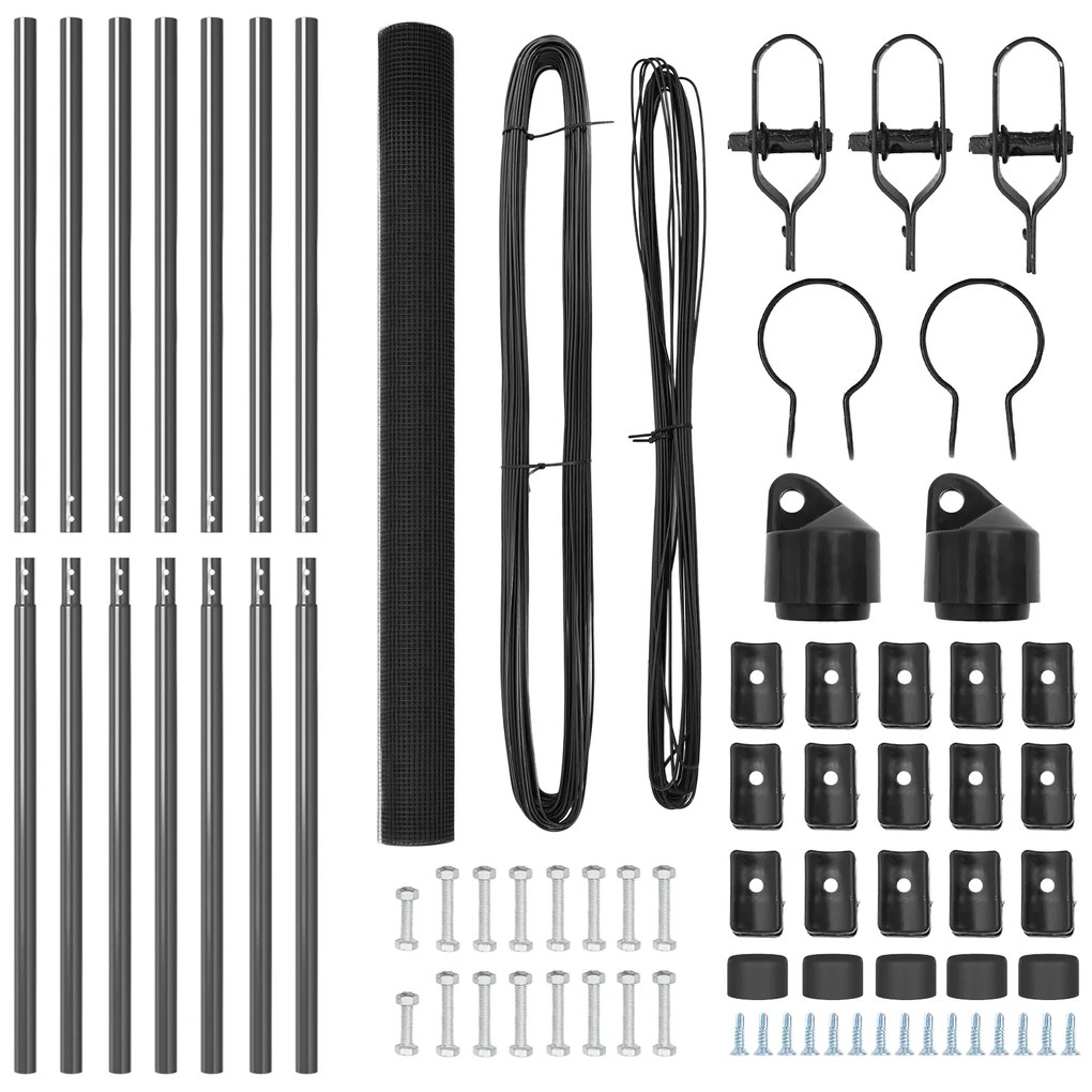 Conjunto de Postes de Cerca Conjunto de 2 Cinza Metal 10 x 1,5 m