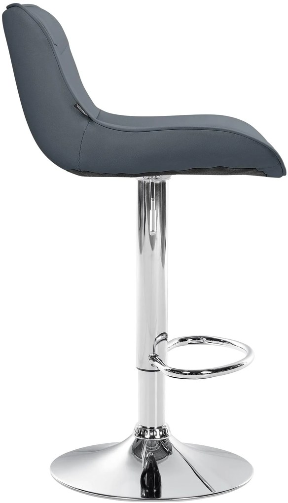 Banco alto em couro sintético com estrutura prateada 85-106 x 49 x 51 cm cinzento