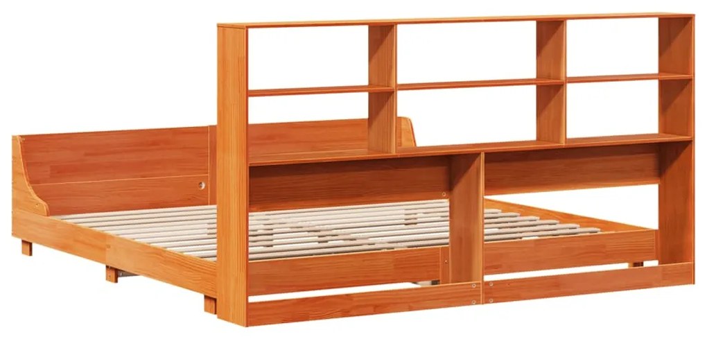 Cama sem colchão 200x200 cm pinho maciço castanho-mel