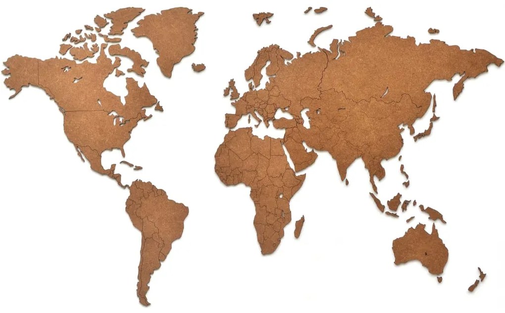 425857 MiMi Innovations Decoração parede mapa-múndi Luxury castanho 90x54 cm