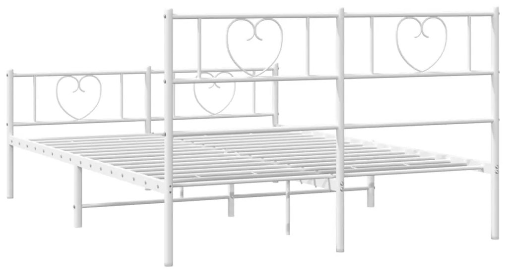 Estrutura de cama com cabeceira e pés 140x200 cm metal branco