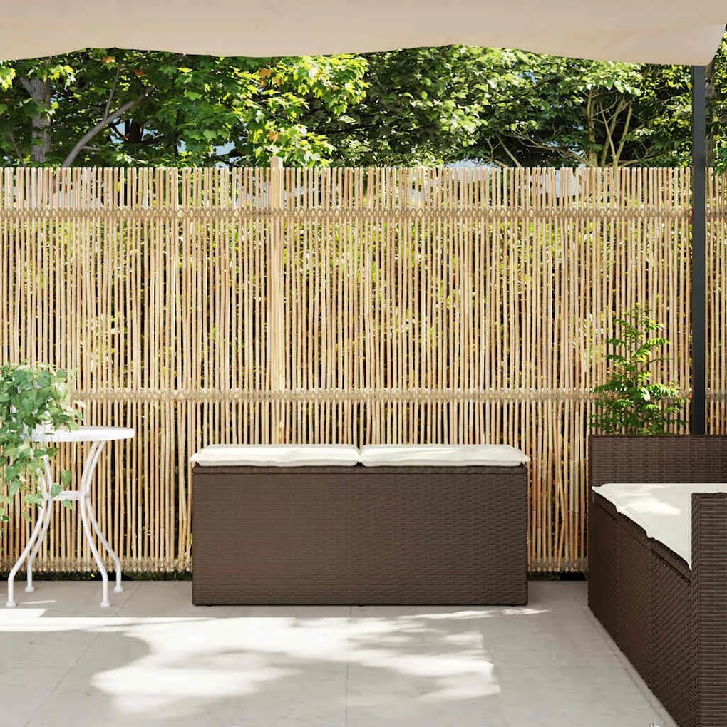 Banco de jardim com almofadão 110x40x44 cm vime PE castanha