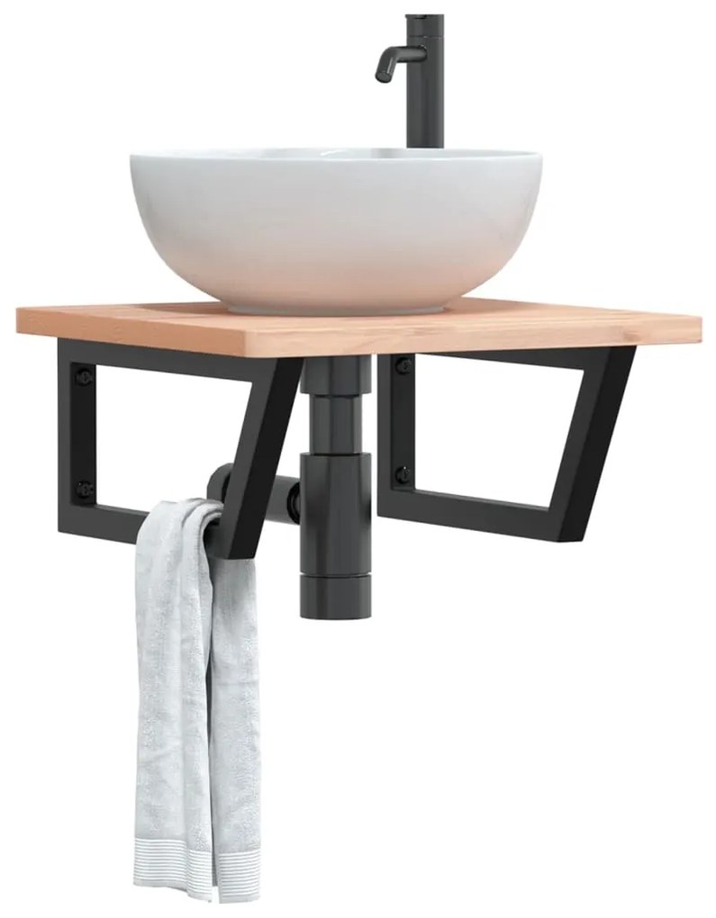 vidaXL Suportes de prateleira p/ lavatório 2pcs aço trapezoidais preto