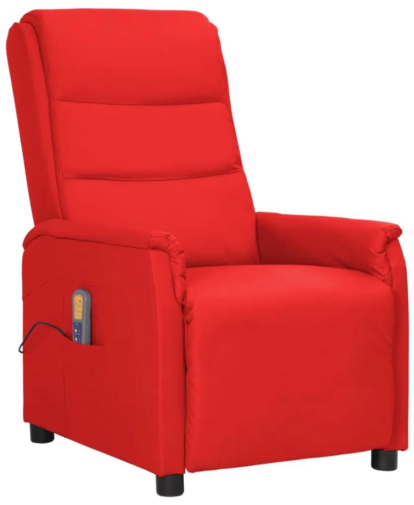 Poltrona massagens reclinável couro artificial vermelho