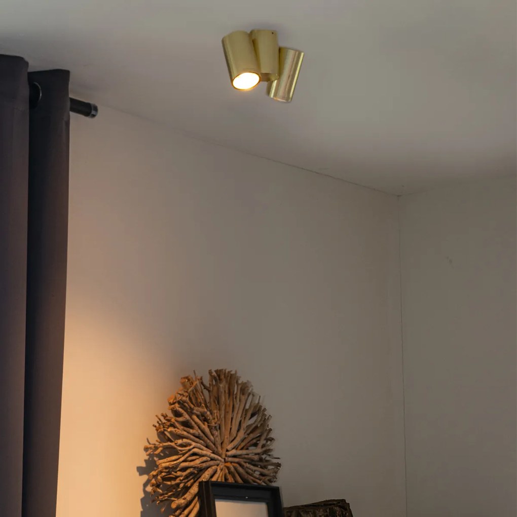 Foco de teto de design em latão 2 luzes ajustável - Michael