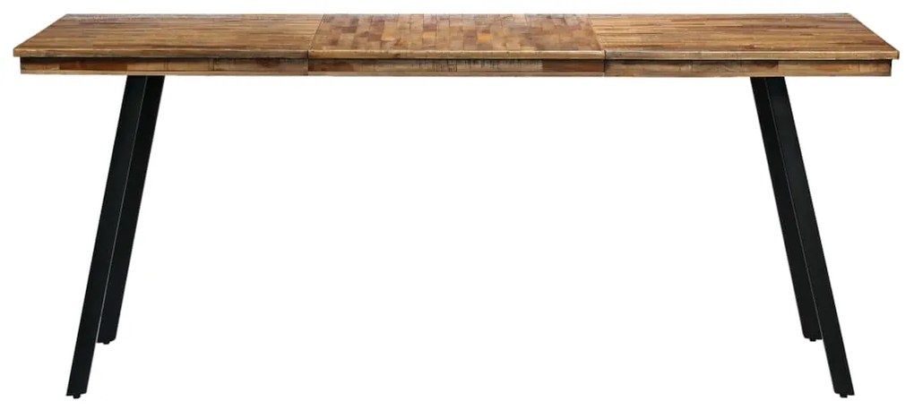 Mesa de jantar madeira de teca recuperada e aço 180x90x76 cm
