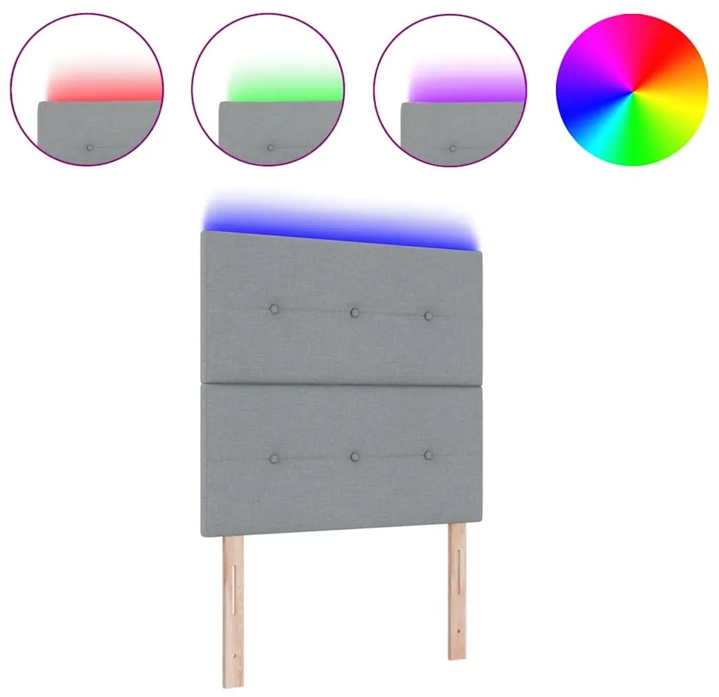 Cabeceira LED Cinza Claro 80 cm Têxtil