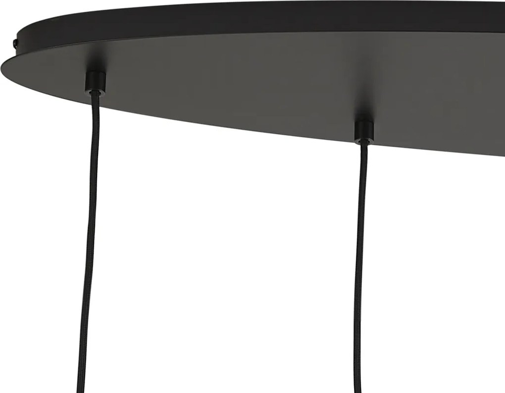 Candeeiro suspenso preto com vidro âmbar, fumê e transparente 6 luzes - Elena