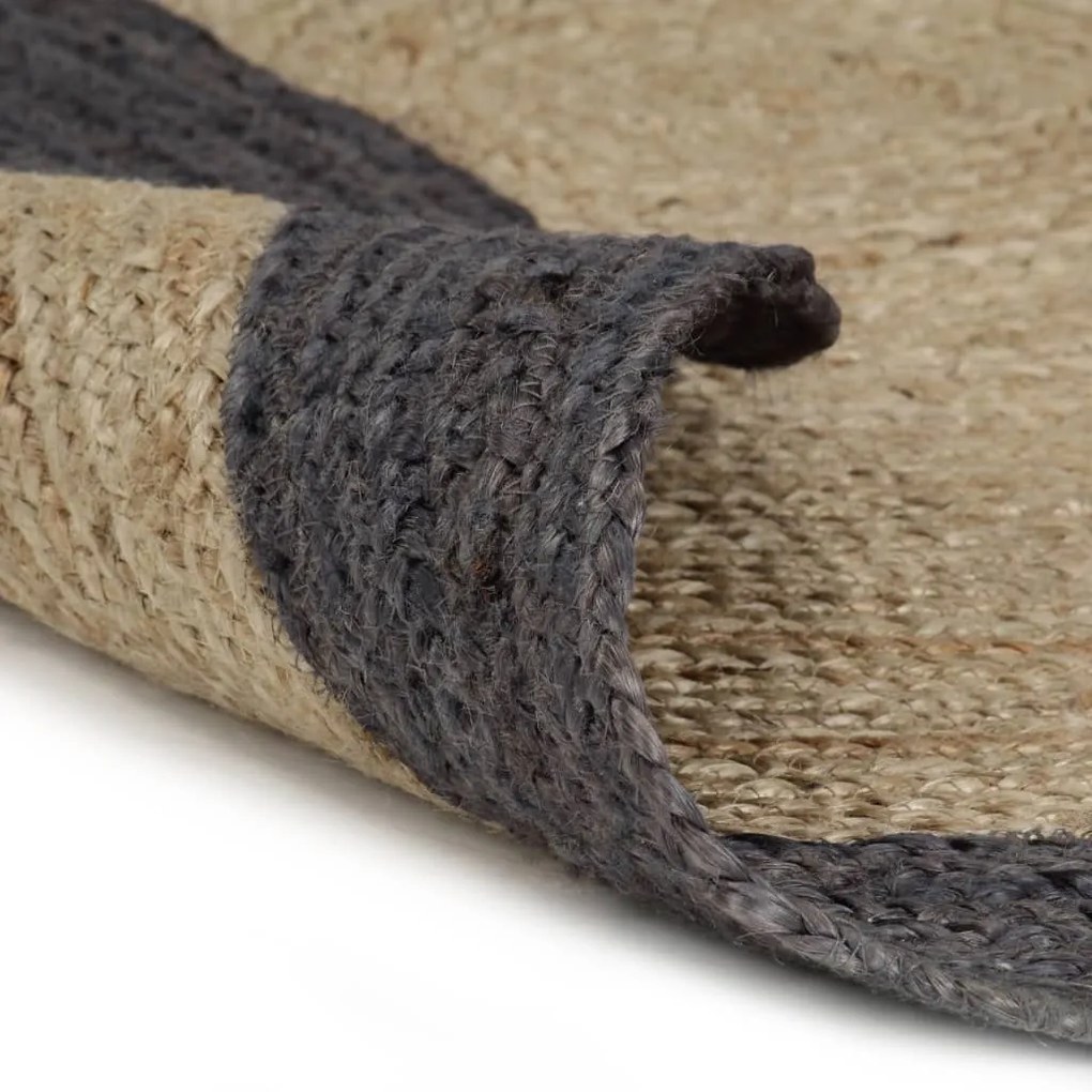 Tapete artesanal em juta com rebordo cinzento escuro 210 cm