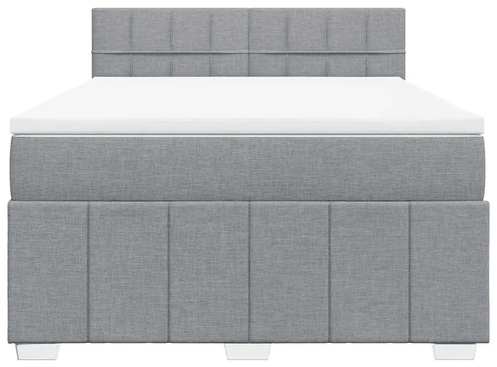 Cama com molas/colchão 140x200 cm tecido cinzento-claro