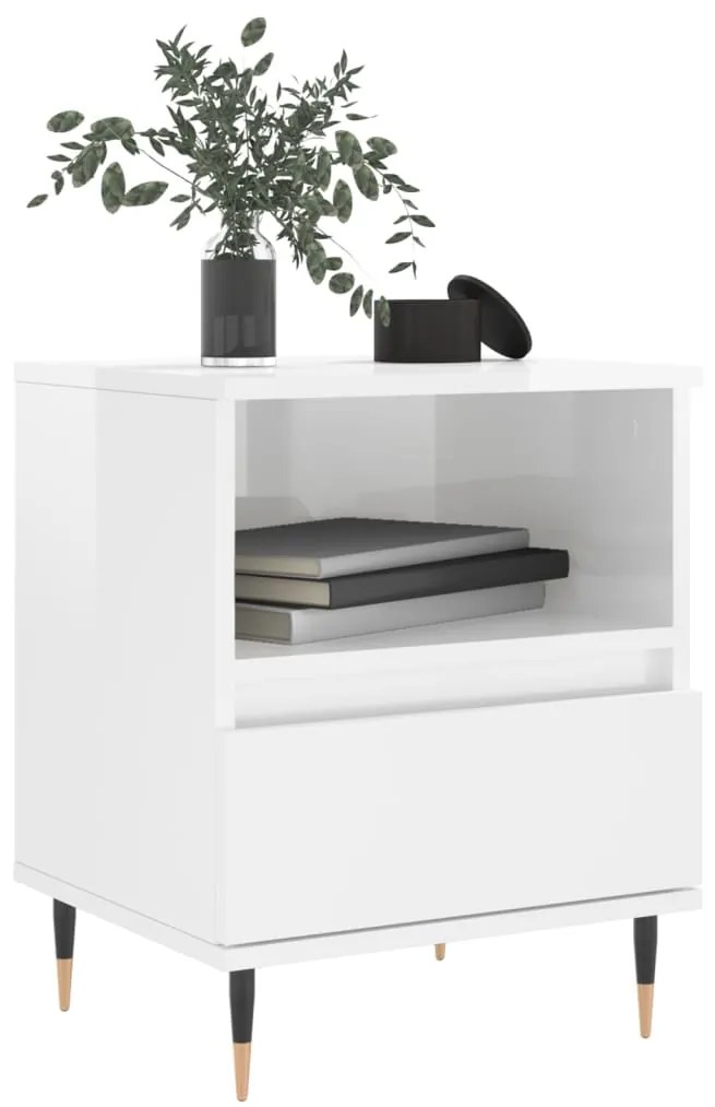 Mesa de cabeceira 2 pcs derivados de madeira branco brilhante