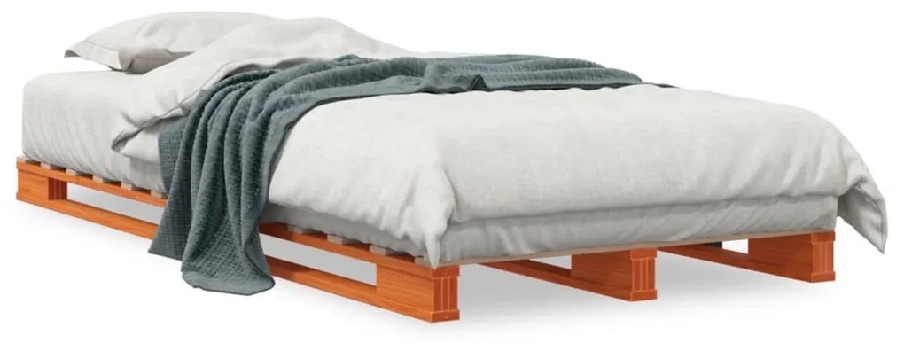 vidaXL Cama de paletes 90x200 cm madeira de pinho maciça castanho cera
