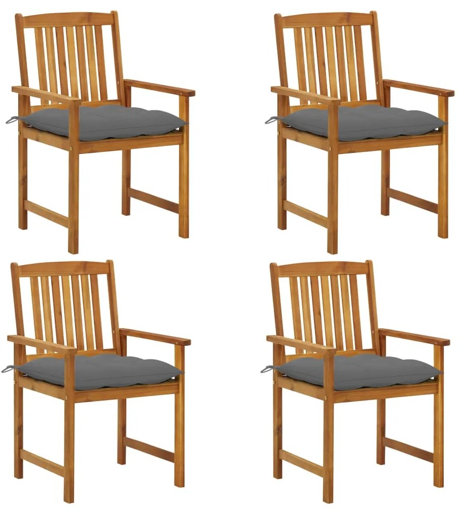vidaXL Cadeiras de jardim c/ almofadões 4 pcs madeira de acácia maciça