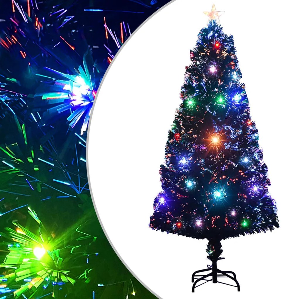 vidaXL Árvore de Natal pré-iluminada c/ suporte e LED 120 cm fibra ótica