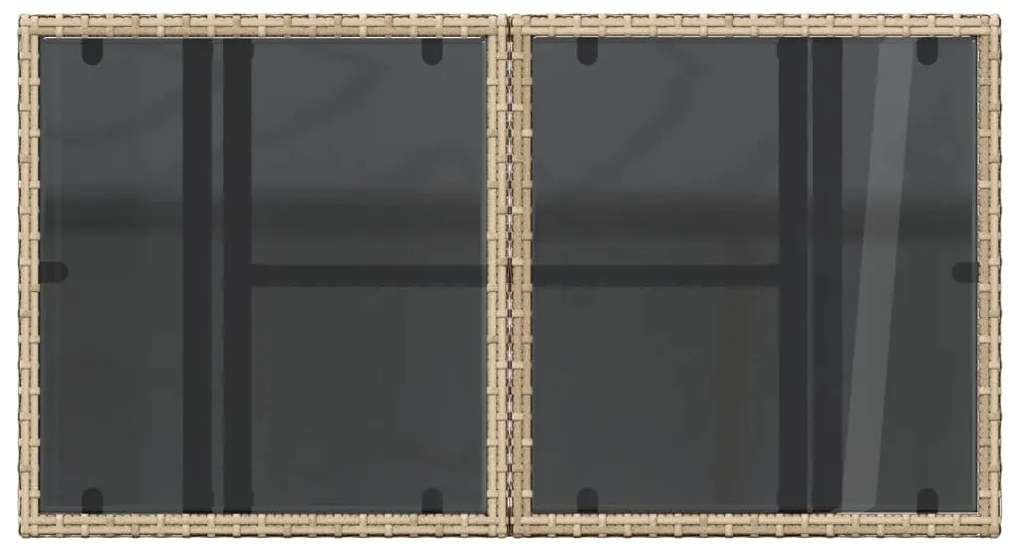 Mesa de jardim com tampo de vidro 100x55x73 cm vime PE bege