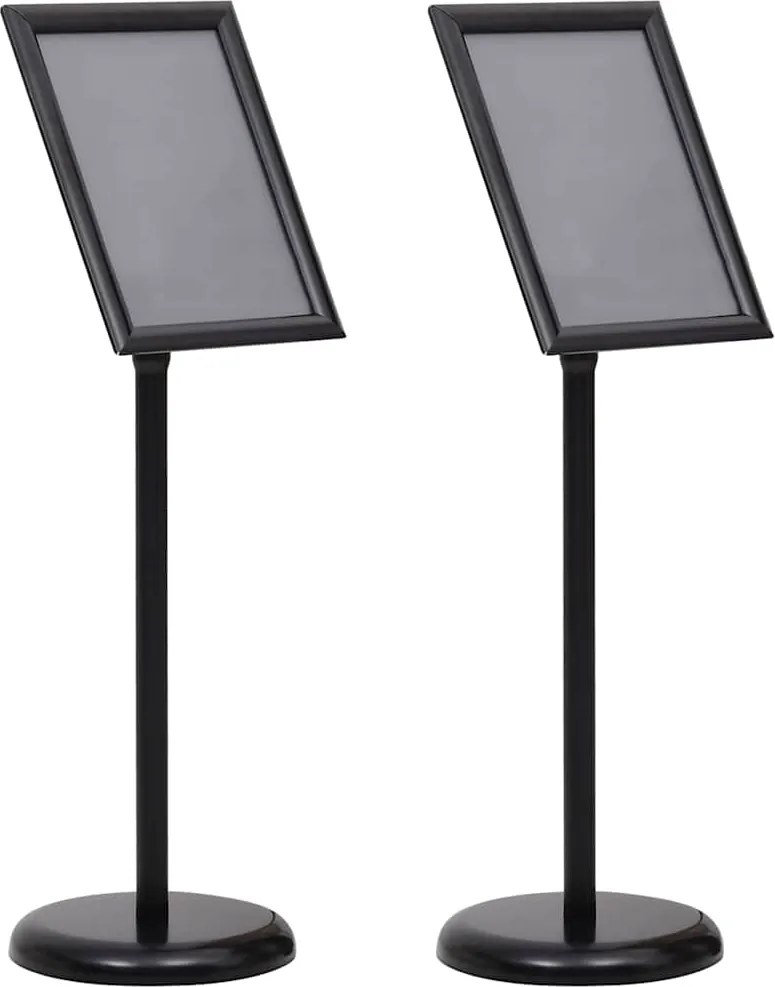vidaXL Suportes para Pôsteres 2 pcs Preto 32,7 x 24 x 108 cm Alumínio