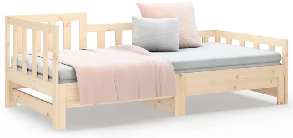 Estrutura sofá-cama de puxar 2x(90x190) cm pinho maciço