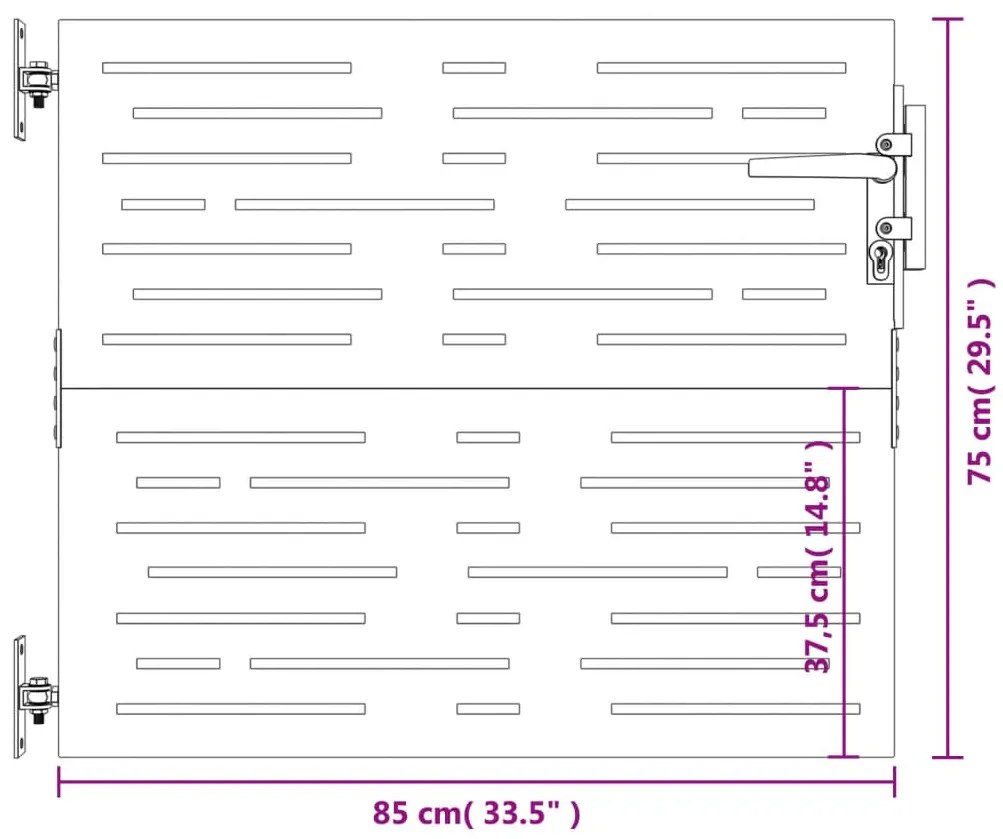 Portão de jardim 85x75 cm aço corten design quadrados