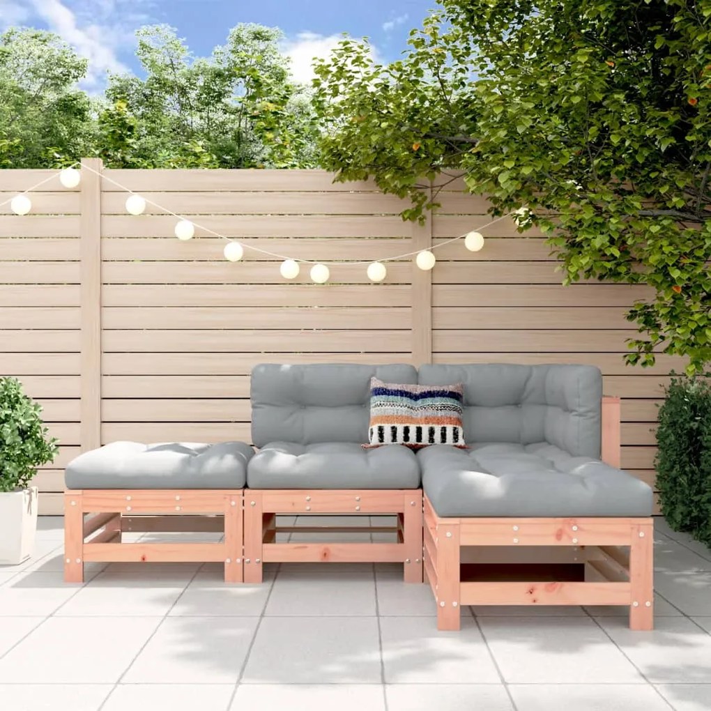 vidaXL 4 pcs conjunto lounge de jardim madeira de douglas maciça