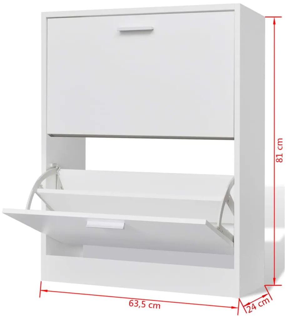 Sapateira com 2 compartimentos madeira branco