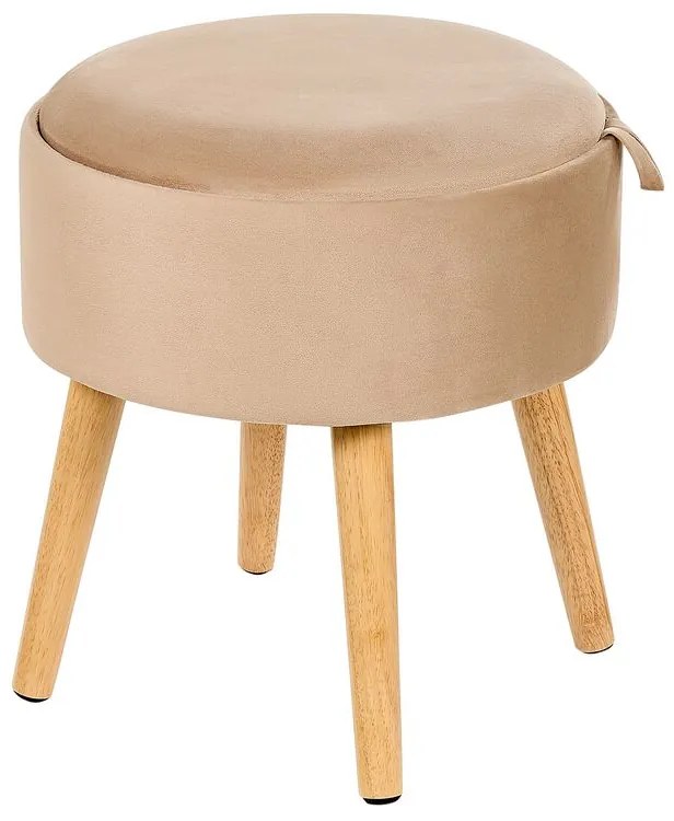 Tamborete com arrumação em veludo creme NEELY Beliani