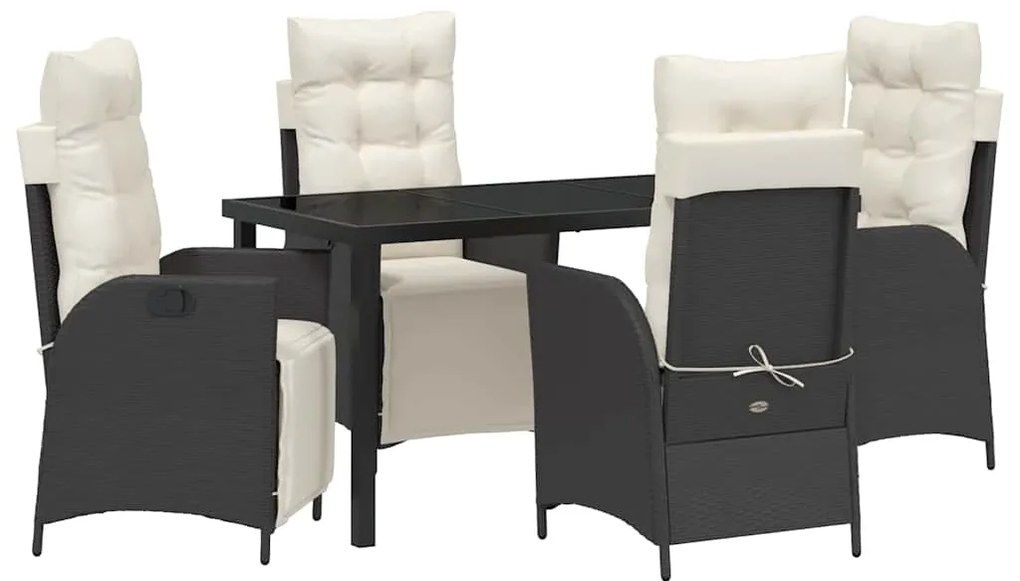 Conjunto de Jantar de Jardim com 5 Peças em Rattan Sintético Preto