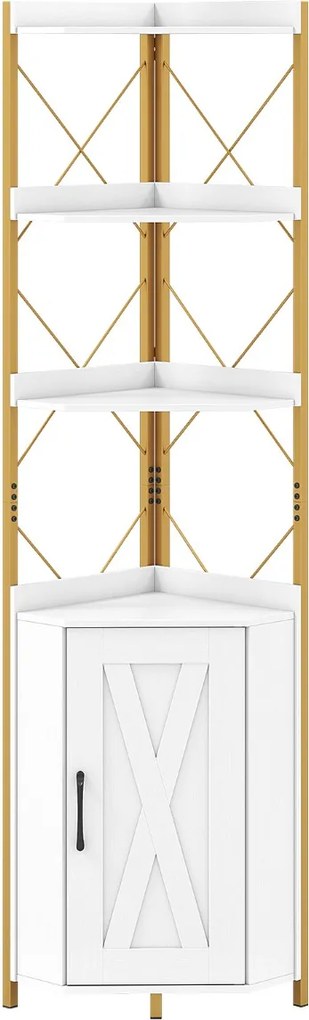 Estante de canto com 38 x 38 x 180 cm com grades de proteção Branco