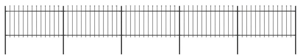 vidaXL Cerca de jardim com topo em forma de lança em aço 892,5x100 cm, preta
