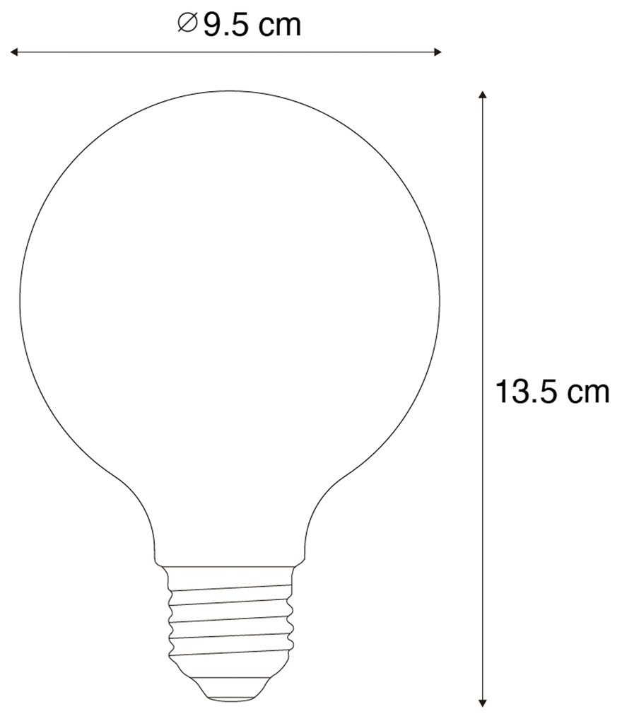 Conjunto de 5 Lâmpadas LED E27 Reguláveis Filamento Espiral G95 4W 270 lm 2200K