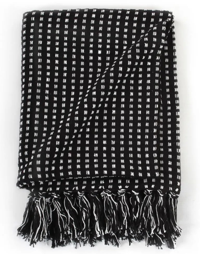 Manta em algodão aos quadrados 220x250 cm preto