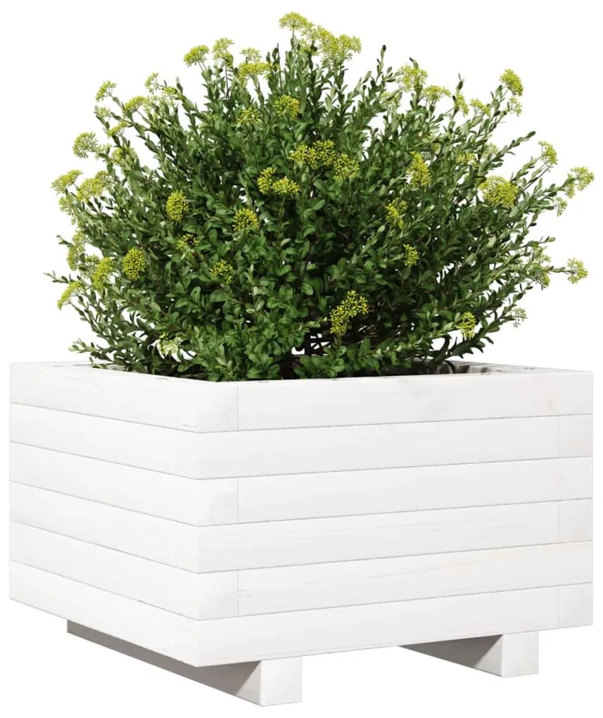 Vaso/floreira de jardim 40x40x26,5 cm pinho maciço branco