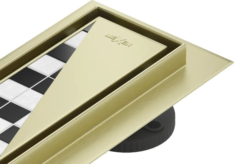 Mexen Flat 360° M13 ralo de linha rotativo 2 em 1 100 cm, dourado escovado - 1A10100-40