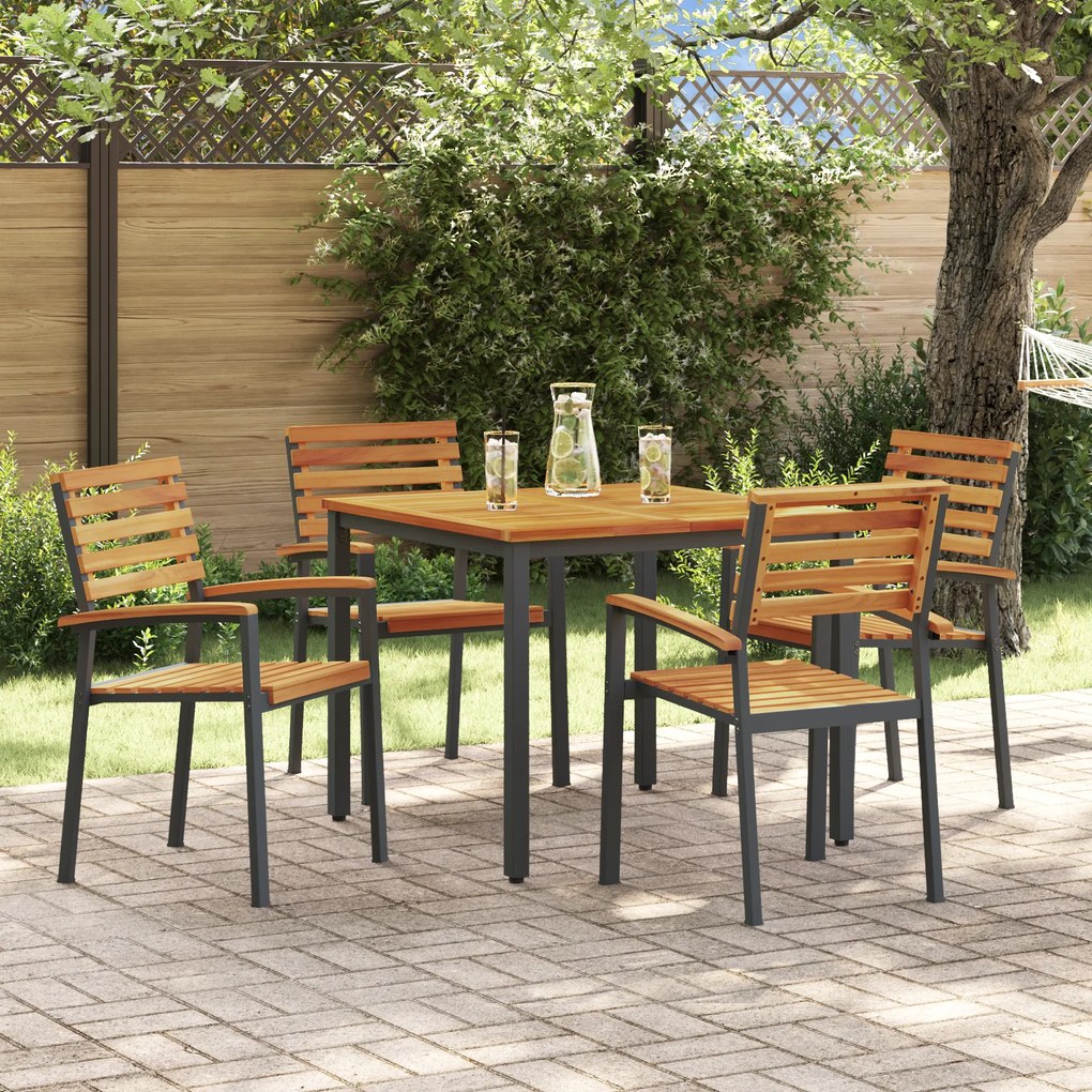 vidaXL Conjunto de Jantar de Jardim de 5 Peças em Madeira Sólida de Acácia e Metal