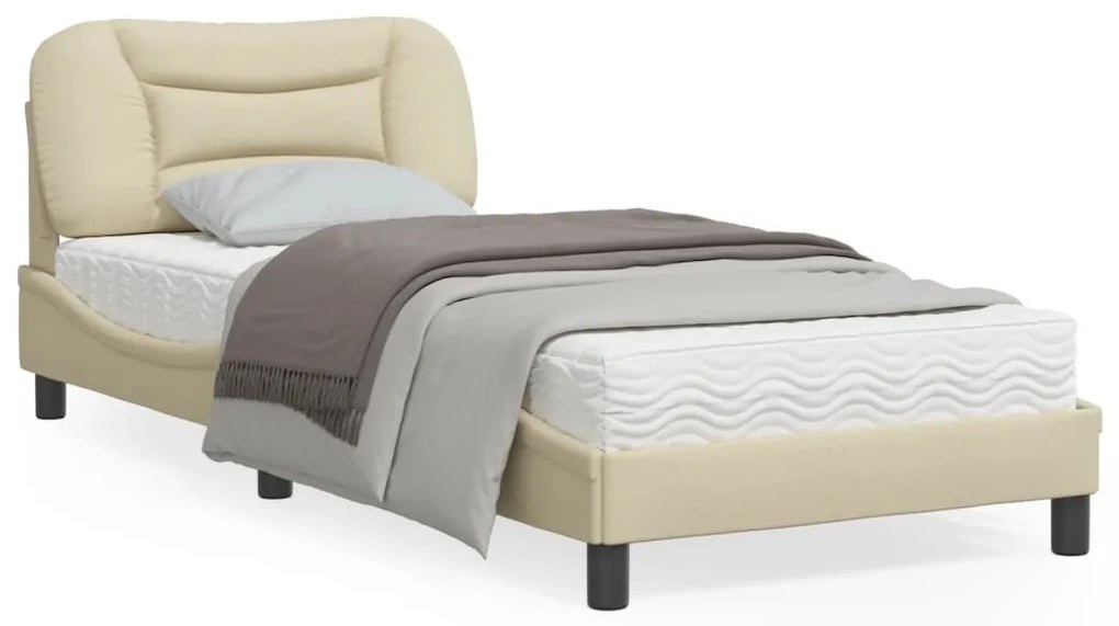 vidaXL Estrutura de cama com LED sem colchão Hvar 90x200 cm tecido creme