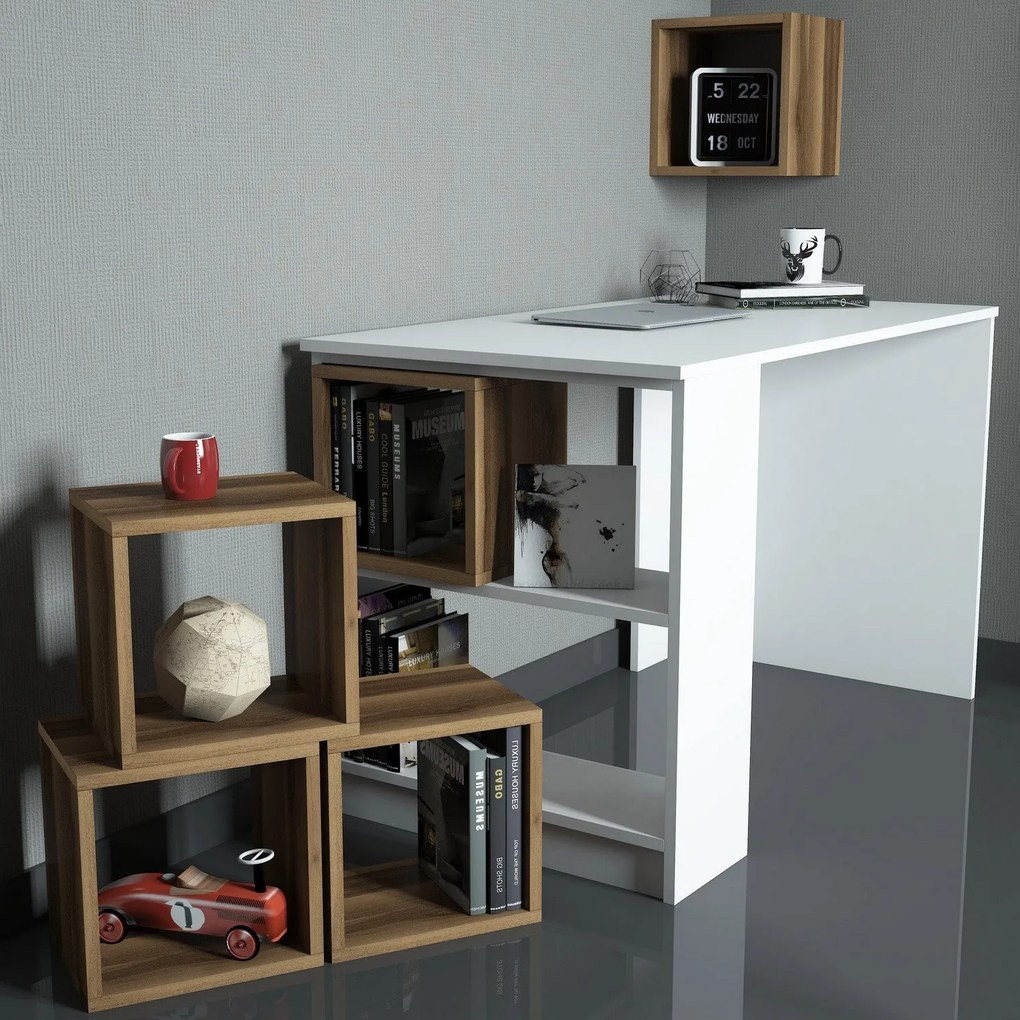 Secretária Box – Branco Nogueira – 120x75x65 cm