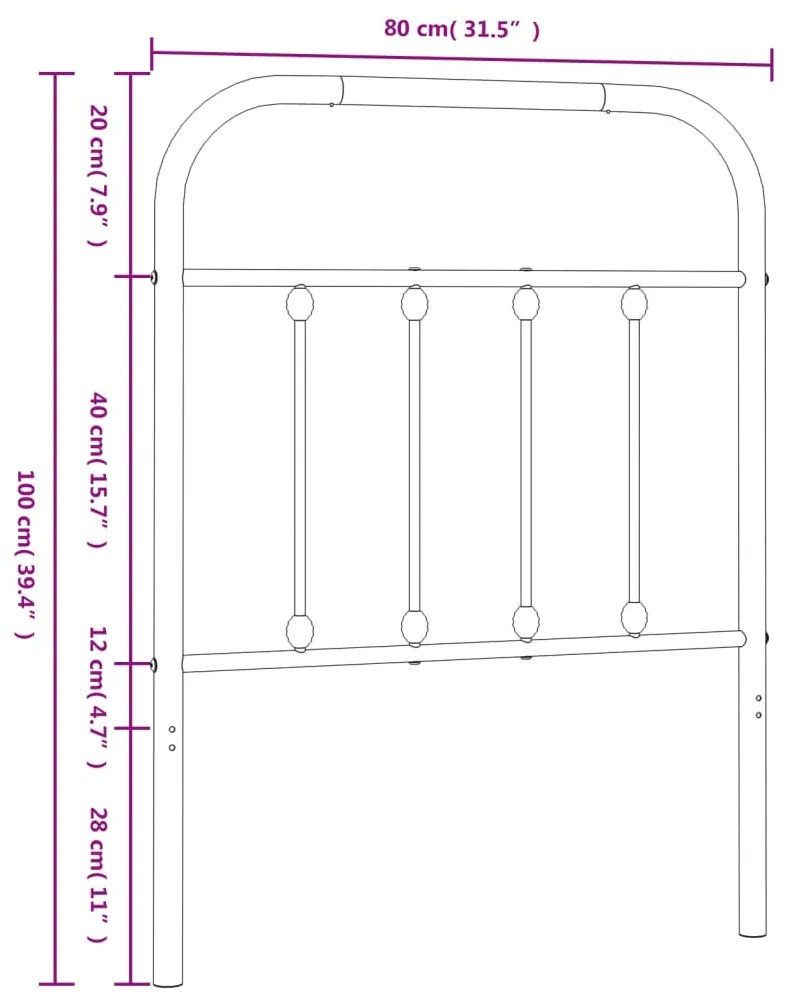 Cabeceira de cama 75 cm metal branco