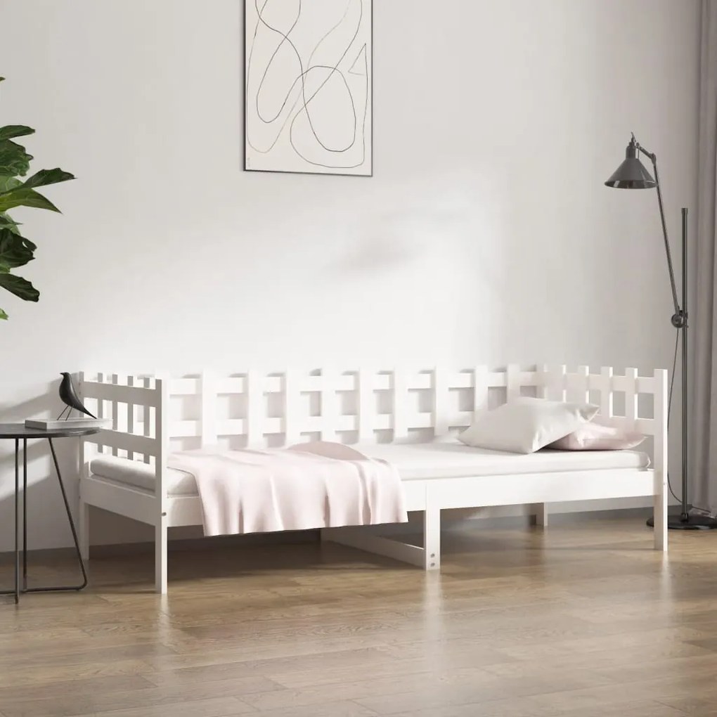 Sofá-cama 90 x 200 cm madeira de pinho maciça branco