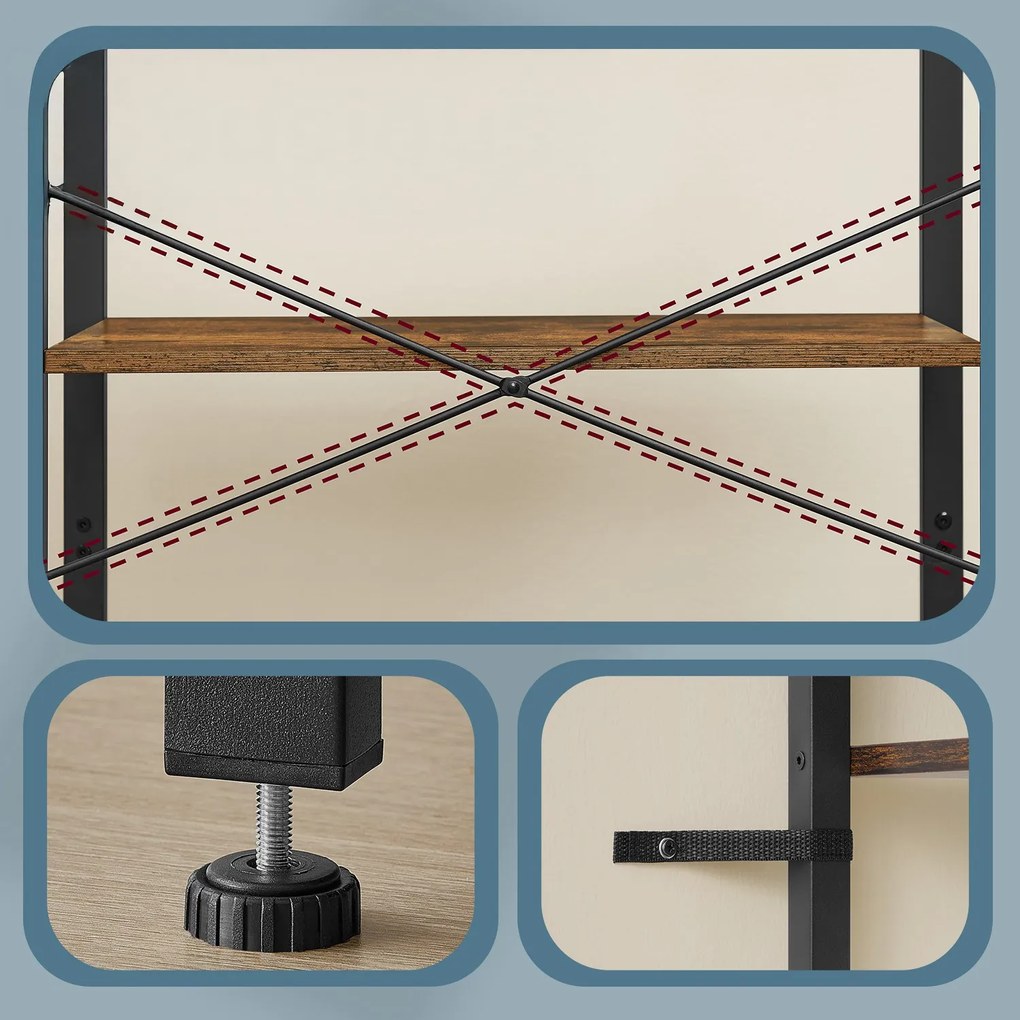 Estante para livros, com 4 prateleiras 30 x 66 x 120 cm castanho-preto