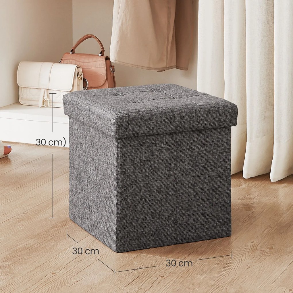 Banco com espaço de arrumação 30 x 30 x 30 cm cinzento escuro