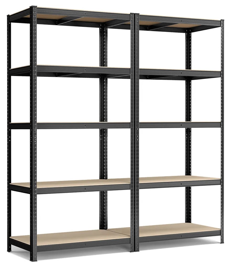 Estantes SONGMICS de 5 níveis, conjunto de 2 estantes de aço para armazenamento, montagem sem ferramentas, para garagem, galpão, capacidade de carga de 600 kg, 50 x 100 x 200 cm, preto GLR050B02