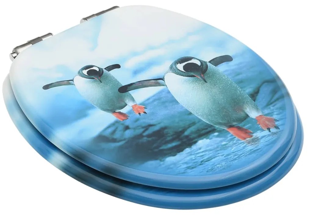 Assentos sanita com tampas fecho suave 2 pcs MDF design pinguim
