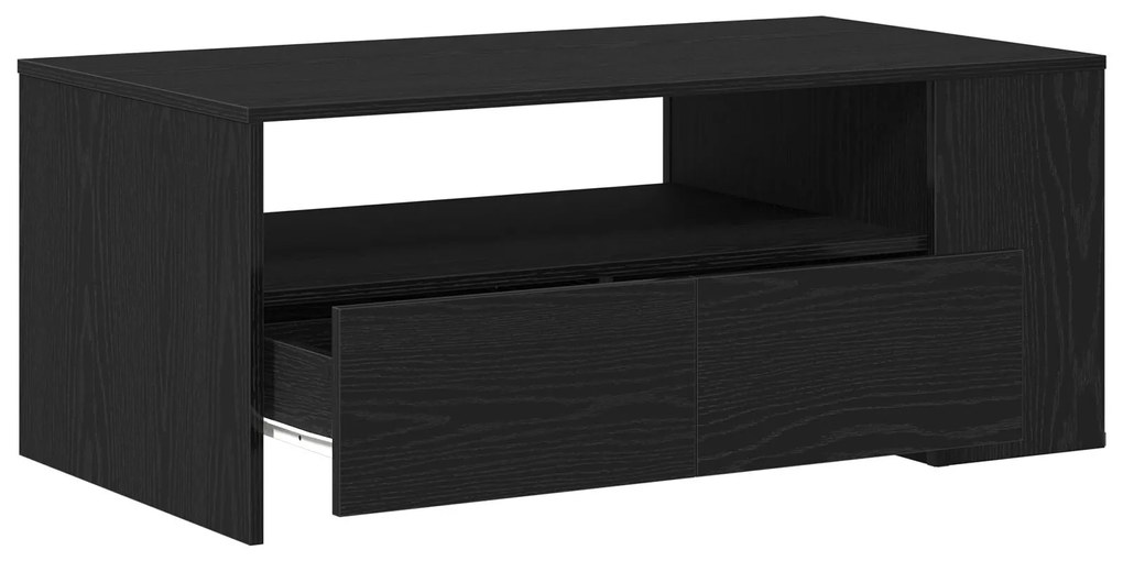 Mesa de Café Preta de Carvalho 102x55x43,5 cm Feita de Madeira Engenhe